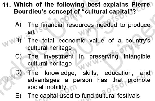 Introduction to Sociology Dersi 2025 - 2026 Yılı (Final) Dönem Sonu Sınav Soruları 11. Soru