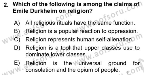 Introduction to Sociology Dersi 2025 - 2026 Yılı (Final) Dönem Sonu Sınav Soruları 2. Soru