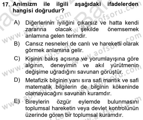 Çocukluk Sosyolojisi Dersi 2021 - 2022 Yılı (Vize) Ara Sınav Soruları 17. Soru