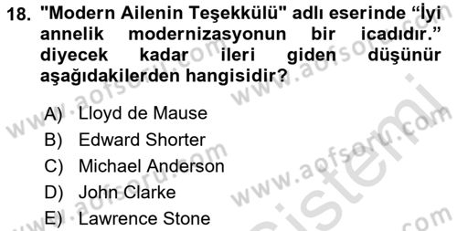 Çocukluk Sosyolojisi Dersi 2021 - 2022 Yılı (Vize) Ara Sınav Soruları 18. Soru