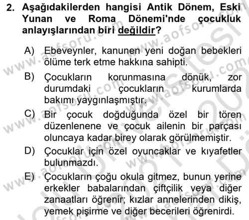 Çocukluk Sosyolojisi Dersi 2021 - 2022 Yılı (Vize) Ara Sınav Soruları 2. Soru