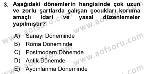 Çocukluk Sosyolojisi Dersi 2021 - 2022 Yılı (Vize) Ara Sınav Soruları 3. Soru
