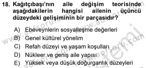 Çocukluk Sosyolojisi Dersi 2021 - 2022 Yılı (Final) Dönem Sonu Sınav Soruları 18. Soru
