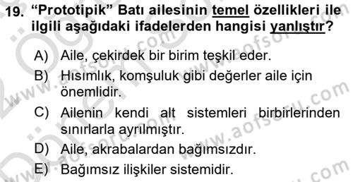 Çocukluk Sosyolojisi Dersi 2021 - 2022 Yılı (Final) Dönem Sonu Sınav Soruları 19. Soru