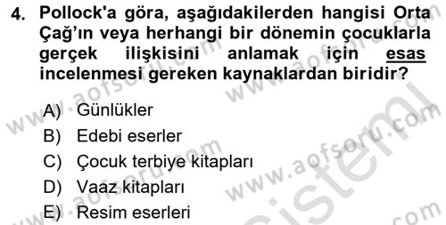 Çocukluk Sosyolojisi Dersi 2021 - 2022 Yılı (Final) Dönem Sonu Sınav Soruları 4. Soru