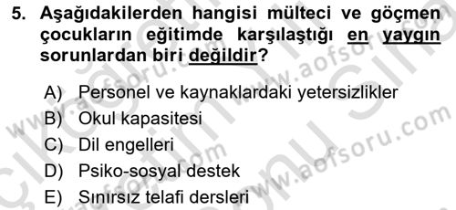 Çocukluk Sosyolojisi Dersi 2021 - 2022 Yılı (Final) Dönem Sonu Sınav Soruları 5. Soru
