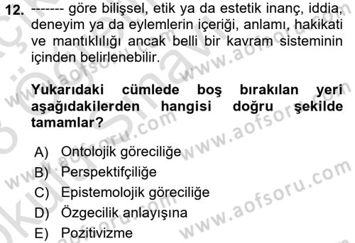 Çocukluk Sosyolojisi Dersi 2022 - 2023 Yılı Yaz Okulu Sınav Soruları 12. Soru