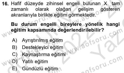 Çocukluk Sosyolojisi Dersi 2022 - 2023 Yılı Yaz Okulu Sınav Soruları 16. Soru