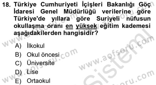 Çocukluk Sosyolojisi Dersi 2022 - 2023 Yılı Yaz Okulu Sınav Soruları 18. Soru