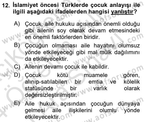 Çocukluk Sosyolojisi Dersi 2023 - 2024 Yılı (Vize) Ara Sınav Soruları 12. Soru