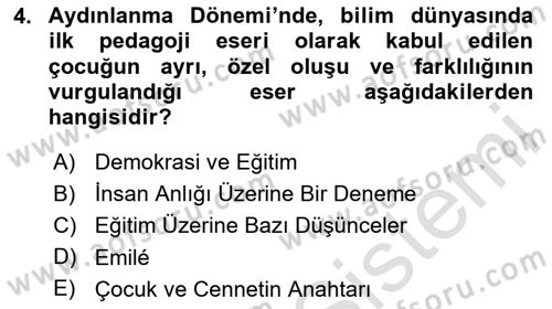 Çocukluk Sosyolojisi Dersi 2023 - 2024 Yılı (Vize) Ara Sınav Soruları 4. Soru