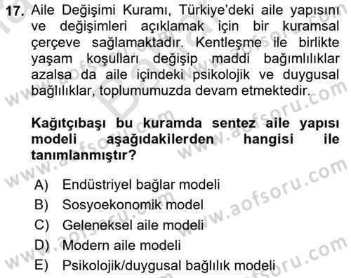 Çocukluk Sosyolojisi Dersi 2023 - 2024 Yılı (Final) Dönem Sonu Sınav Soruları 17. Soru