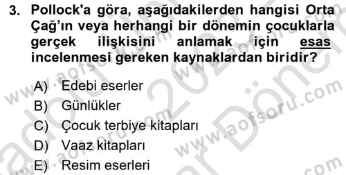 Çocukluk Sosyolojisi Dersi 2023 - 2024 Yılı (Final) Dönem Sonu Sınav Soruları 3. Soru