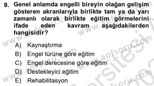 Çocukluk Sosyolojisi Dersi 2023 - 2024 Yılı (Final) Dönem Sonu Sınav Soruları 9. Soru