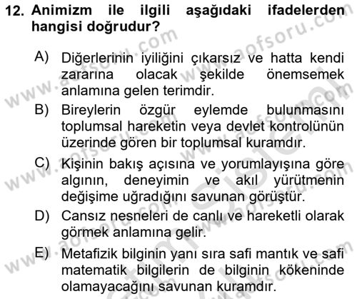 Çocukluk Sosyolojisi Dersi 2023 - 2024 Yılı Yaz Okulu Sınav Soruları 12. Soru