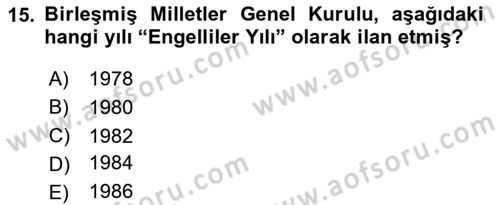 Çocukluk Sosyolojisi Dersi 2023 - 2024 Yılı Yaz Okulu Sınav Soruları 15. Soru