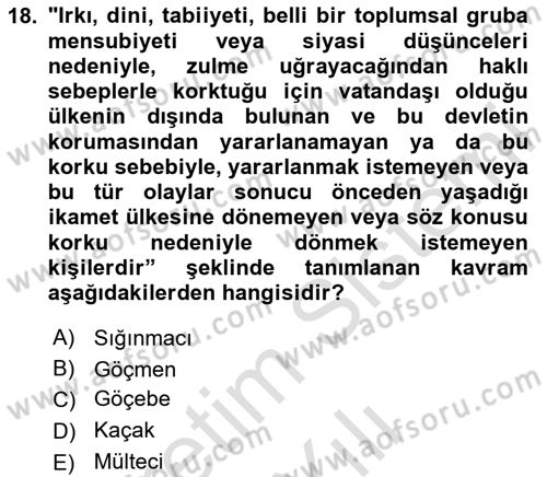 Çocukluk Sosyolojisi Dersi 2023 - 2024 Yılı Yaz Okulu Sınav Soruları 18. Soru