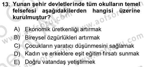 Çocukluk Sosyolojisi Dersi 2024 - 2025 Yılı (Vize) Ara Sınav Soruları 13. Soru