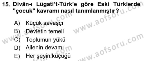 Çocukluk Sosyolojisi Dersi 2024 - 2025 Yılı (Vize) Ara Sınav Soruları 15. Soru