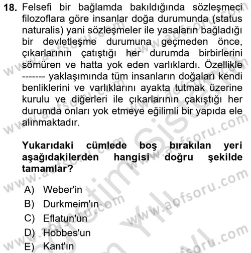 Çocukluk Sosyolojisi Dersi 2024 - 2025 Yılı (Vize) Ara Sınav Soruları 18. Soru