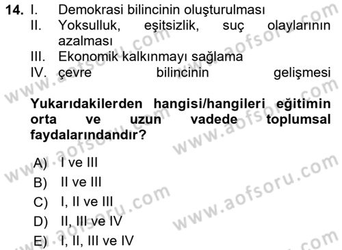 Çocukluk Sosyolojisi Dersi 2024 - 2025 Yılı (Final) Dönem Sonu Sınav Soruları 14. Soru