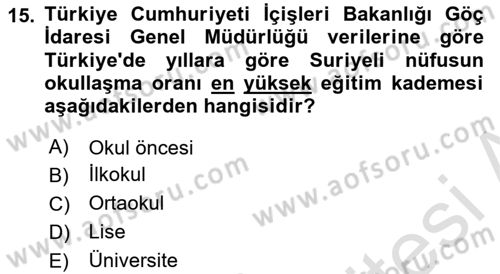 Çocukluk Sosyolojisi Dersi 2024 - 2025 Yılı (Final) Dönem Sonu Sınav Soruları 15. Soru
