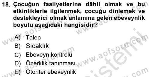 Çocukluk Sosyolojisi Dersi 2024 - 2025 Yılı (Final) Dönem Sonu Sınav Soruları 18. Soru