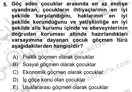 Çocukluk Sosyolojisi Dersi 2024 - 2025 Yılı (Final) Dönem Sonu Sınav Soruları 5. Soru