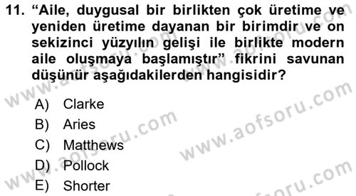 Çocukluk Sosyolojisi Dersi 2024 - 2025 Yılı Yaz Okulu Sınav Soruları 11. Soru