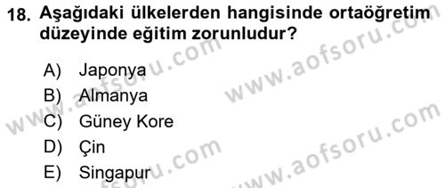 Çocukluk Sosyolojisi Dersi 2024 - 2025 Yılı Yaz Okulu Sınav Soruları 18. Soru