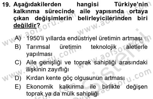 Çocukluk Sosyolojisi Dersi 2024 - 2025 Yılı Yaz Okulu Sınav Soruları 19. Soru