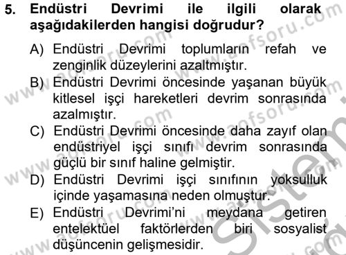 Klasik Sosyoloji Tarihi Dersi 2012 - 2013 Yılı (Vize) Ara Sınav Soruları 5. Soru