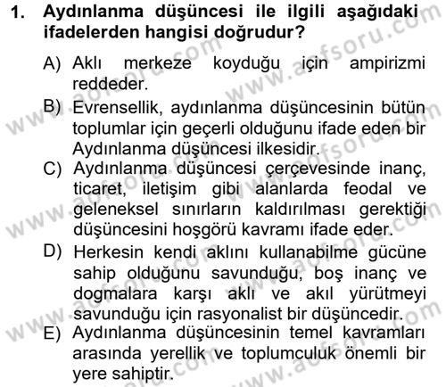 Klasik Sosyoloji Tarihi Dersi 2012 - 2013 Yılı (Final) Dönem Sonu Sınav Soruları 1. Soru