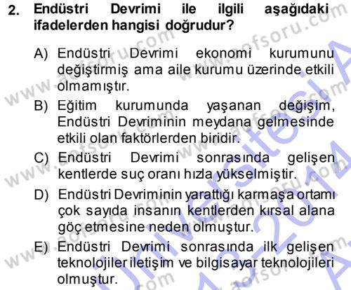 Klasik Sosyoloji Tarihi Dersi Ara Sınavı Deneme Sınav Soruları 2. Soru