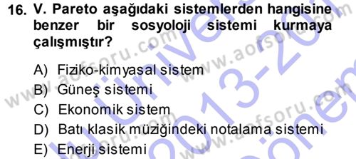 Klasik Sosyoloji Tarihi Dersi 2013 - 2014 Yılı (Final) Dönem Sonu Sınavı 16. Soru