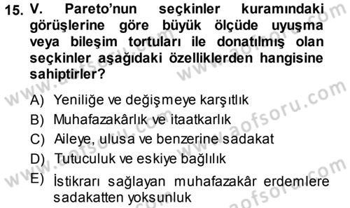 Klasik Sosyoloji Tarihi Dersi 2014 - 2015 Yılı (Final) Dönem Sonu Sınav Soruları 15. Soru