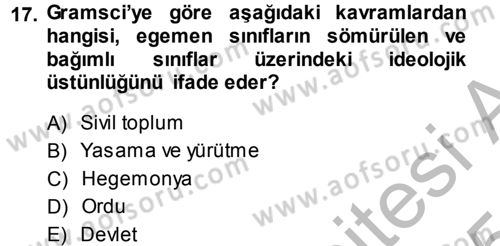 Klasik Sosyoloji Tarihi Dersi 2014 - 2015 Yılı (Final) Dönem Sonu Sınav Soruları 17. Soru