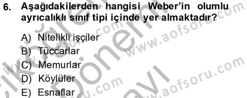 Klasik Sosyoloji Tarihi Dersi 2014 - 2015 Yılı (Final) Dönem Sonu Sınav Soruları 6. Soru