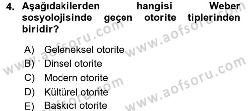 Klasik Sosyoloji Tarihi Dersi 2015 - 2016 Yılı (Final) Dönem Sonu Sınav Soruları 4. Soru