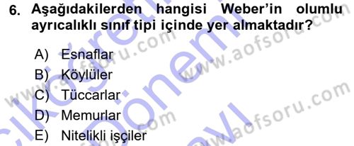 Klasik Sosyoloji Tarihi Dersi 2015 - 2016 Yılı (Final) Dönem Sonu Sınav Soruları 6. Soru