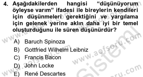 Klasik Sosyoloji Tarihi Dersi 2017 - 2018 Yılı (Vize) Ara Sınavı 4. Soru