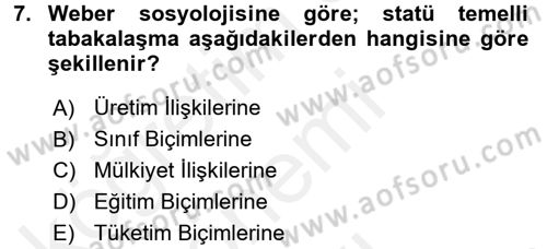 Klasik Sosyoloji Tarihi Dersi 2017 - 2018 Yılı (Final) Dönem Sonu Sınavı 7. Soru