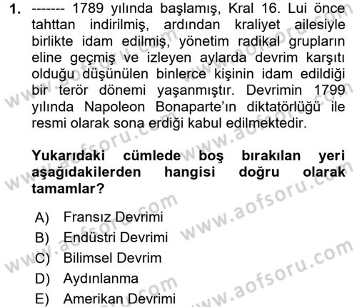 Klasik Sosyoloji Tarihi Dersi Ara Sınavı Deneme Sınav Soruları 1. Soru