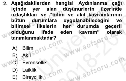 Klasik Sosyoloji Tarihi Dersi Ara Sınavı Deneme Sınav Soruları 2. Soru