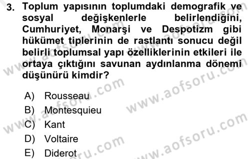 Klasik Sosyoloji Tarihi Dersi 2018 - 2019 Yılı (Final) Dönem Sonu Sınavı 3. Soru