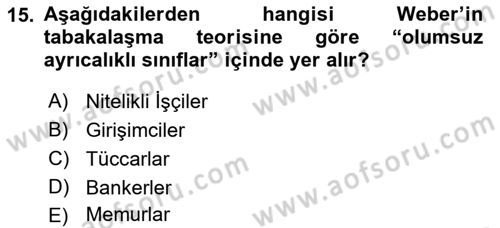 Klasik Sosyoloji Tarihi Dersi 2018 - 2019 Yılı Yaz Okulu Sınav Soruları 15. Soru