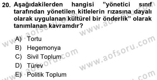 Klasik Sosyoloji Tarihi Dersi 2018 - 2019 Yılı Yaz Okulu Sınav Soruları 20. Soru