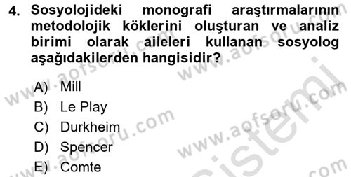 Klasik Sosyoloji Tarihi Dersi 2019 - 2020 Yılı (Vize) Ara Sınav Soruları 4. Soru