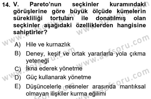 Klasik Sosyoloji Tarihi Dersi 2020 - 2021 Yılı Yaz Okulu Sınav Soruları 14. Soru