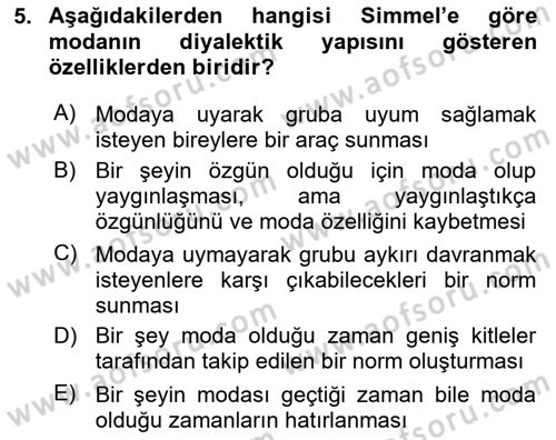 Klasik Sosyoloji Tarihi Dersi 2020 - 2021 Yılı Yaz Okulu Sınav Soruları 5. Soru